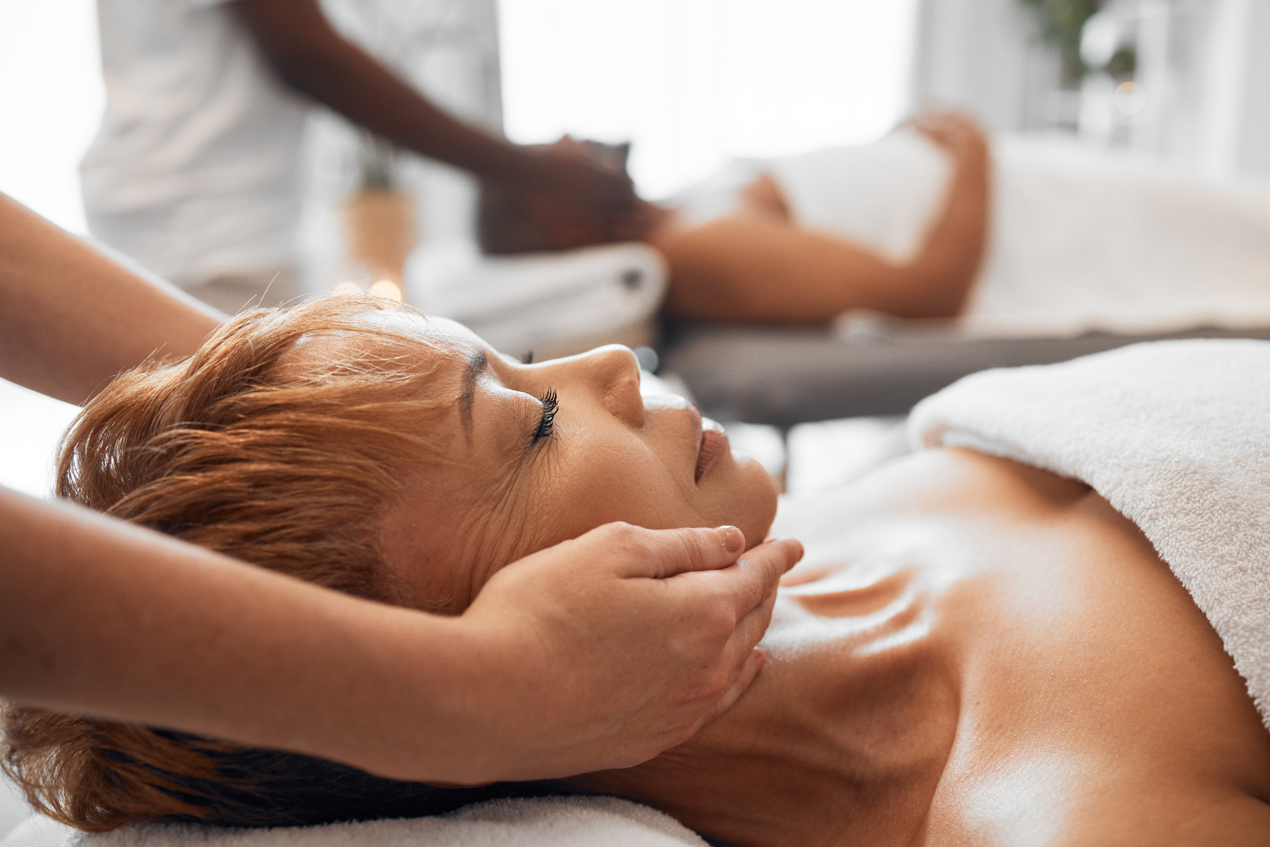 A woman receives a massage.